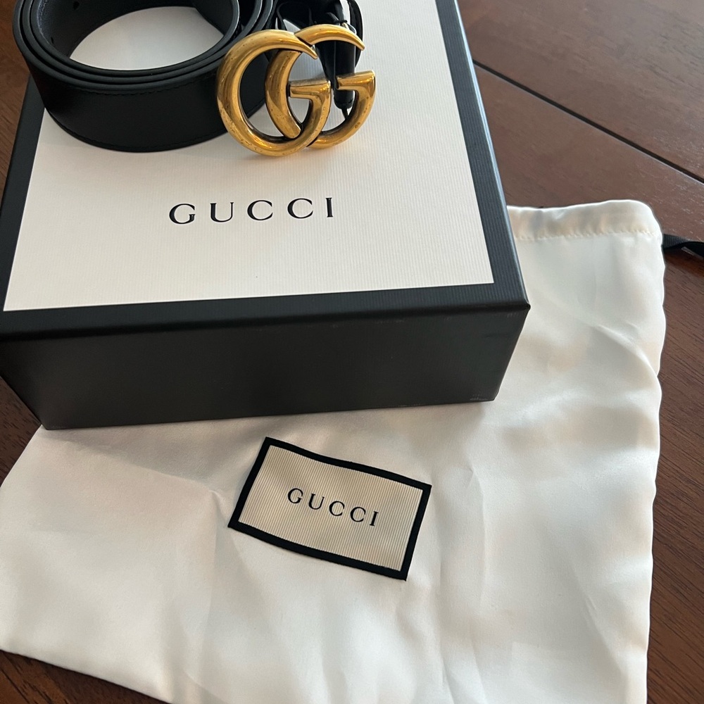 Gucci Black Belt with Gold Buckle